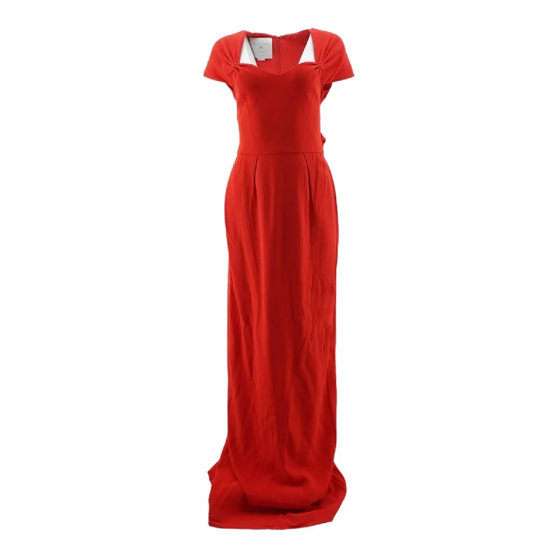 Unmissable Offer Red Solid Amal Pinched Shoulder Maxi Dress