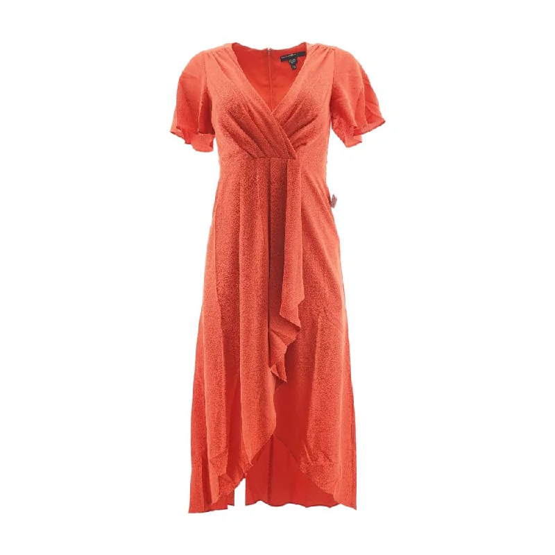Seasonal Clearance Red Solid Midi Dress