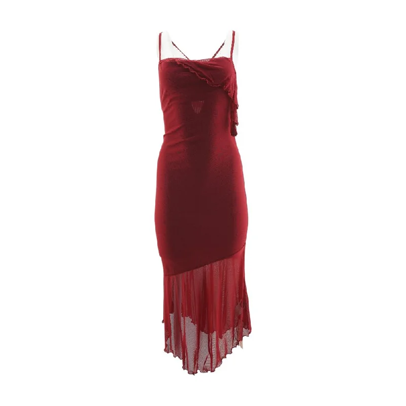 Special Price Red Solid Midi Dress