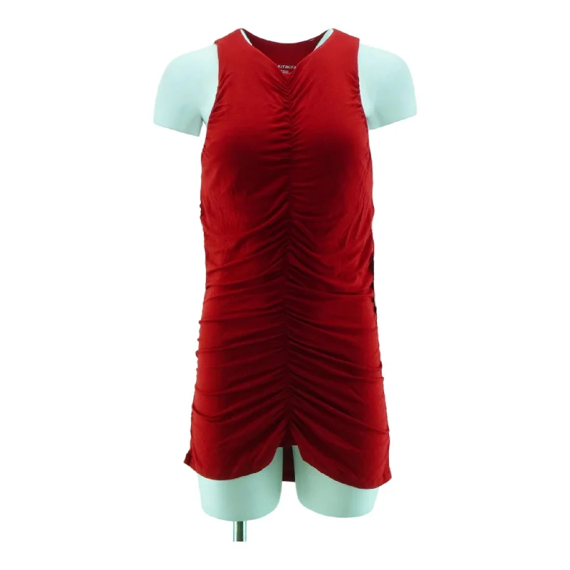 New Arrival Red Solid Midi Dress