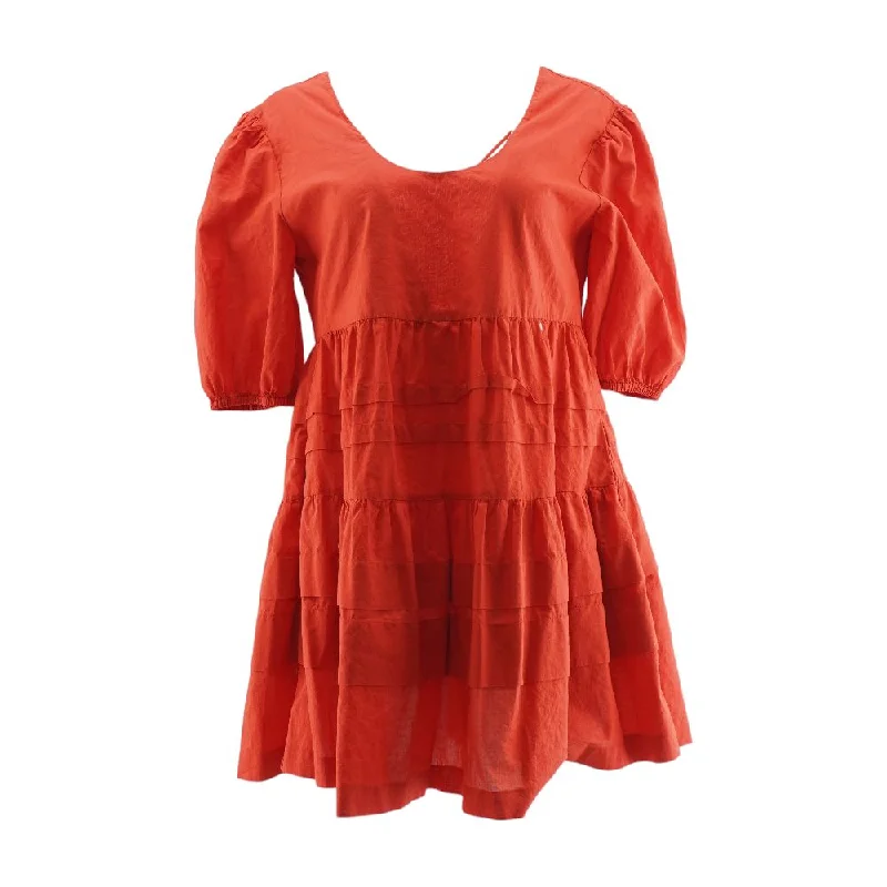 Holiday Sale Red Solid Mini Dress