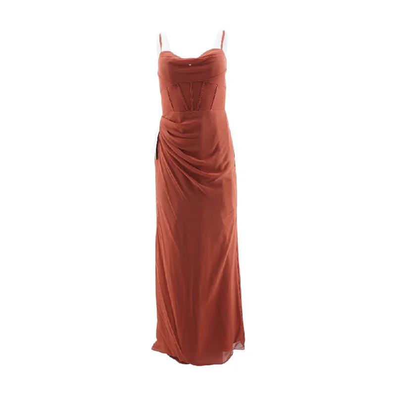 Extra Savings Rust Solid Maxi Dress