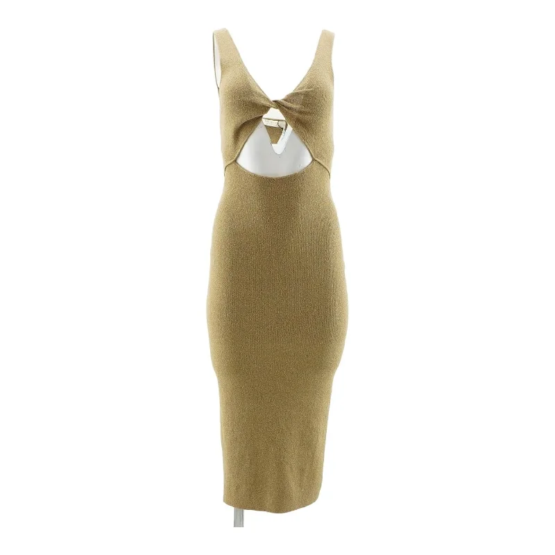 Deal Zone Tan Solid Midi Dress