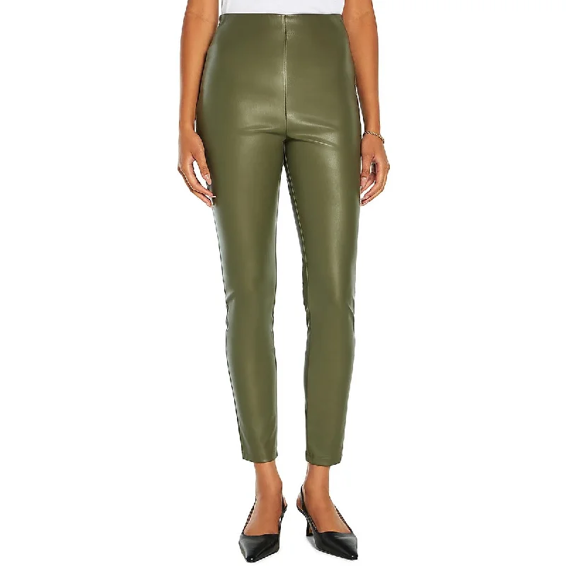 Can't Miss Three Dots Womens Bianca Faux Leather High Rise Leggings