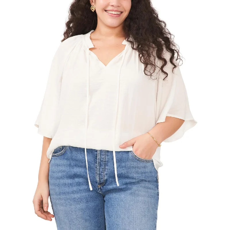 Buy Now Vince Camuto Womens Plus Split Tie Neck Solid Blouse