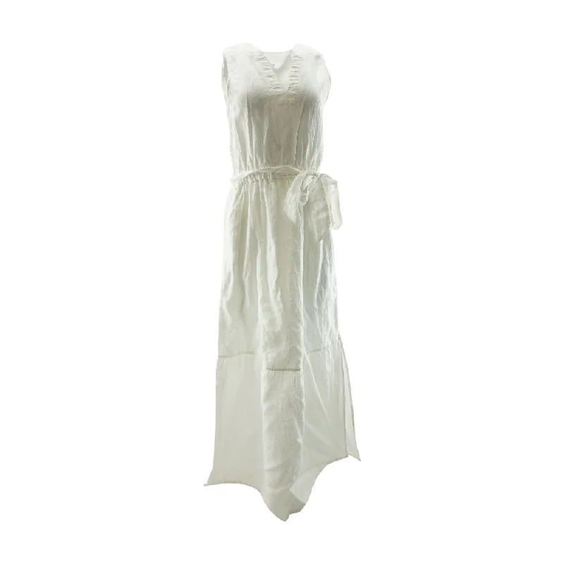 Act Fast White Solid Maxi Dress