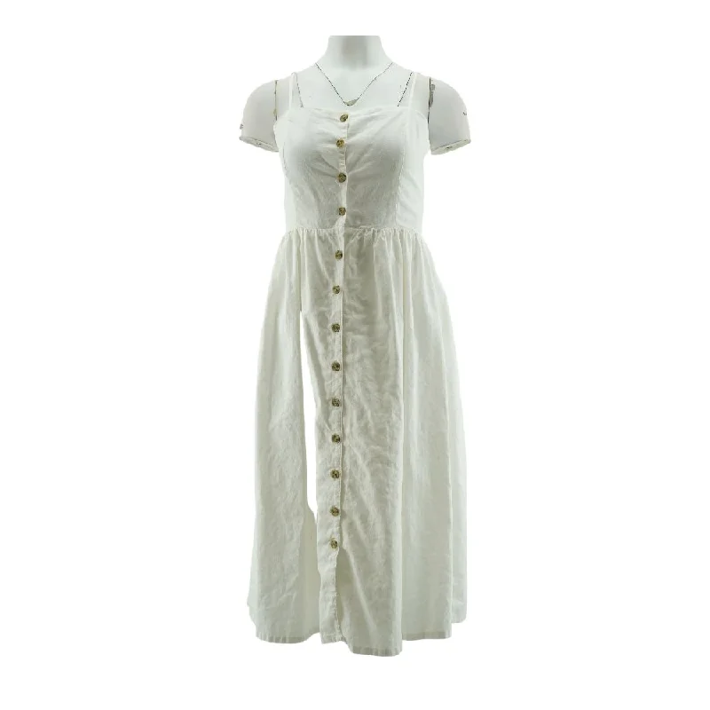 Last Chance White Solid Midi Dress