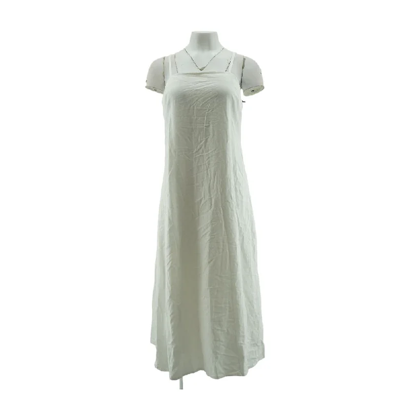 Special Offer White Solid Midi Dress
