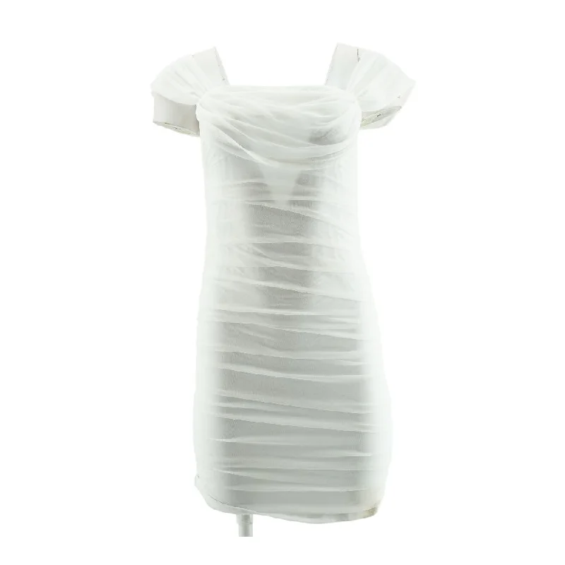 Online Exclusive White Solid Midi Dress