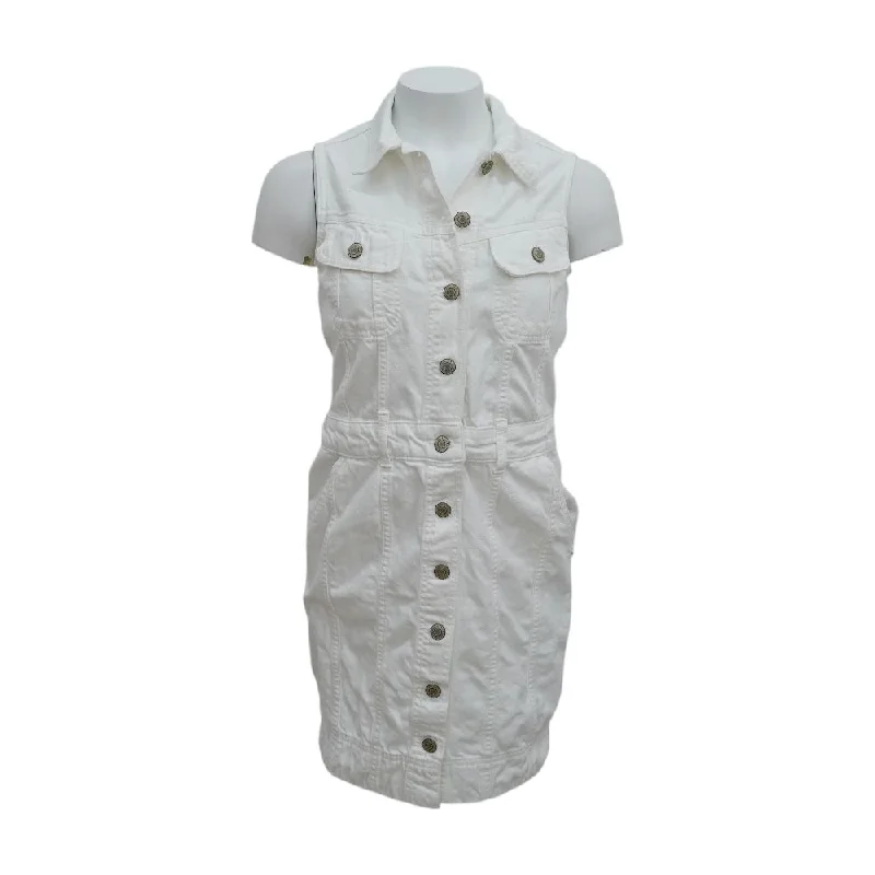 Mega Sale White Solid Midi Dress