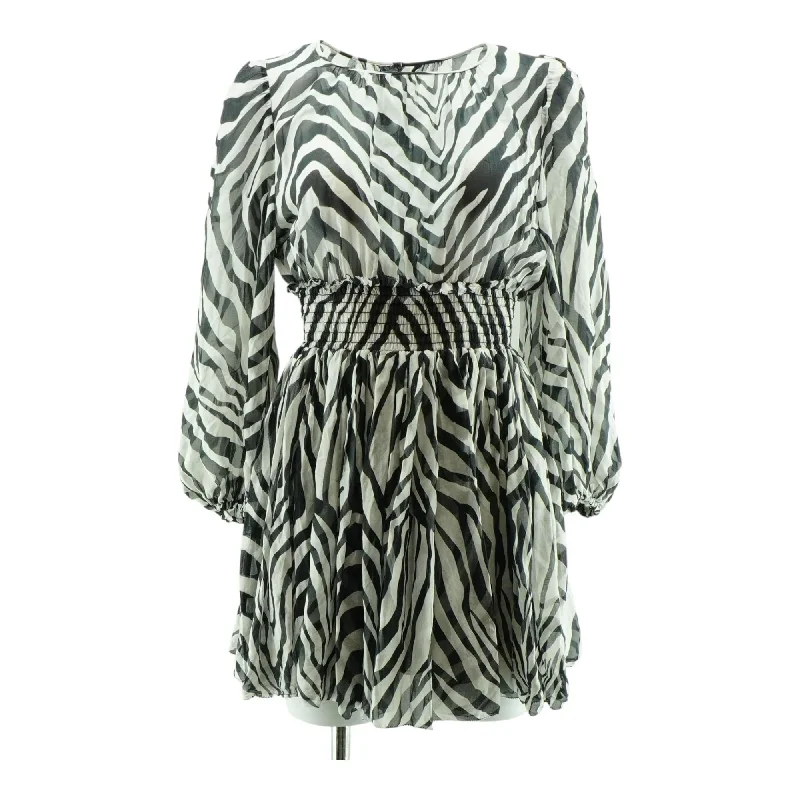 Lowest Price White Zebra Print Silk Chiffon Mini Dress