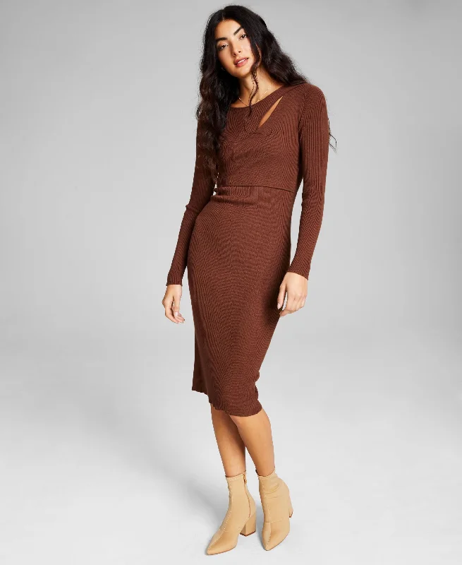 Daily Specials Women's Cutout Long-Sleeve Sweater Dress
