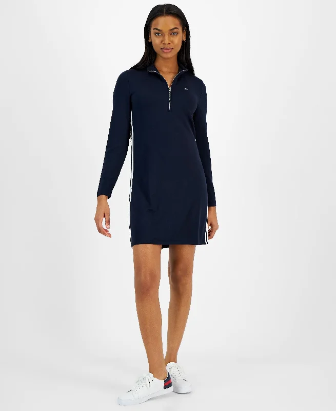 Price Drop Women's Mock-Turtleneck Side-Stripe Dress