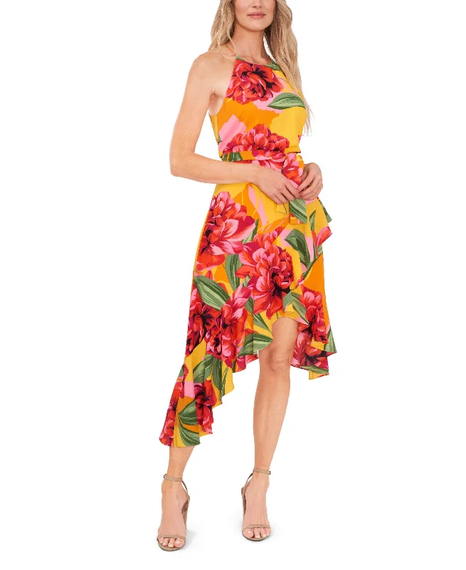 Early Access Women's Sleeveless Halter Neck High Low Maxi Dress