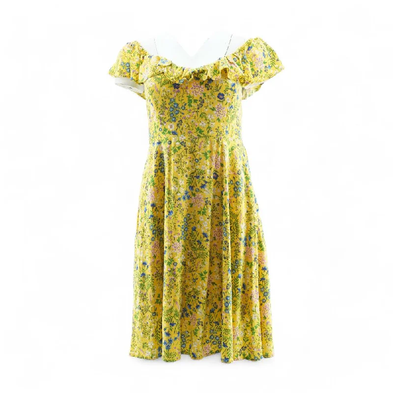 Markdowns Yellow Floral Midi Dress