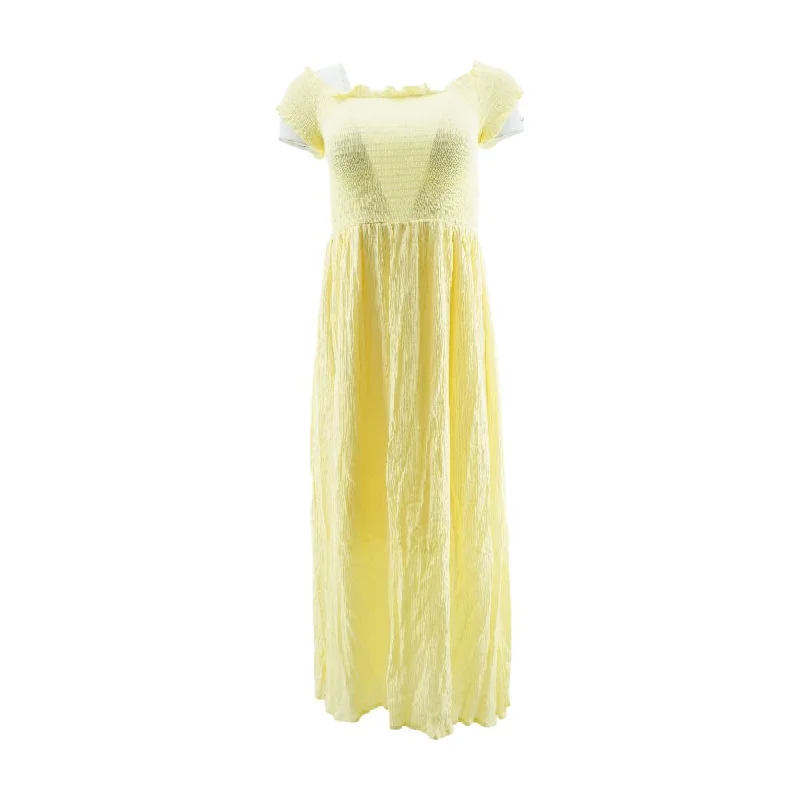 Deal Mania Yellow Solid Maxi Dress