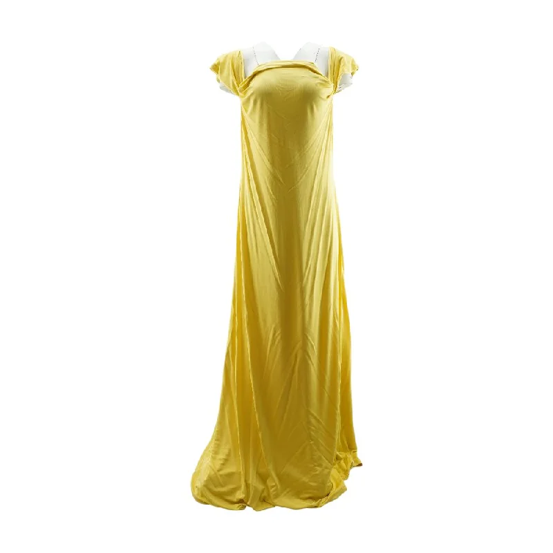 Savings Alert Yellow Solid Maxi Dress