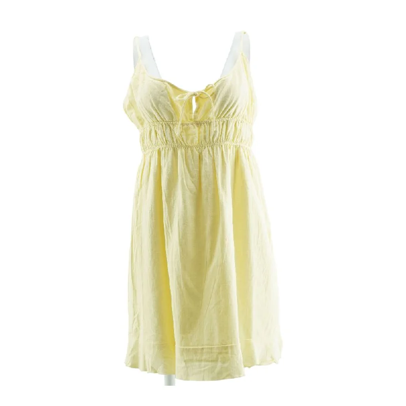 Special Offer Yellow Solid Midi Dress