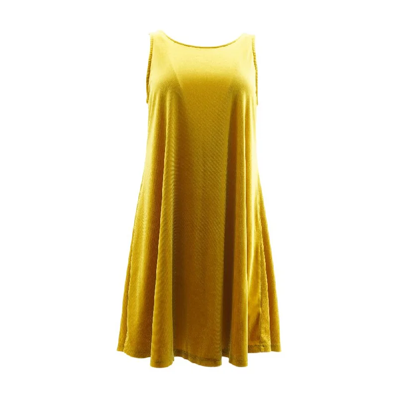 Act Fast Yellow Solid Midi Dress